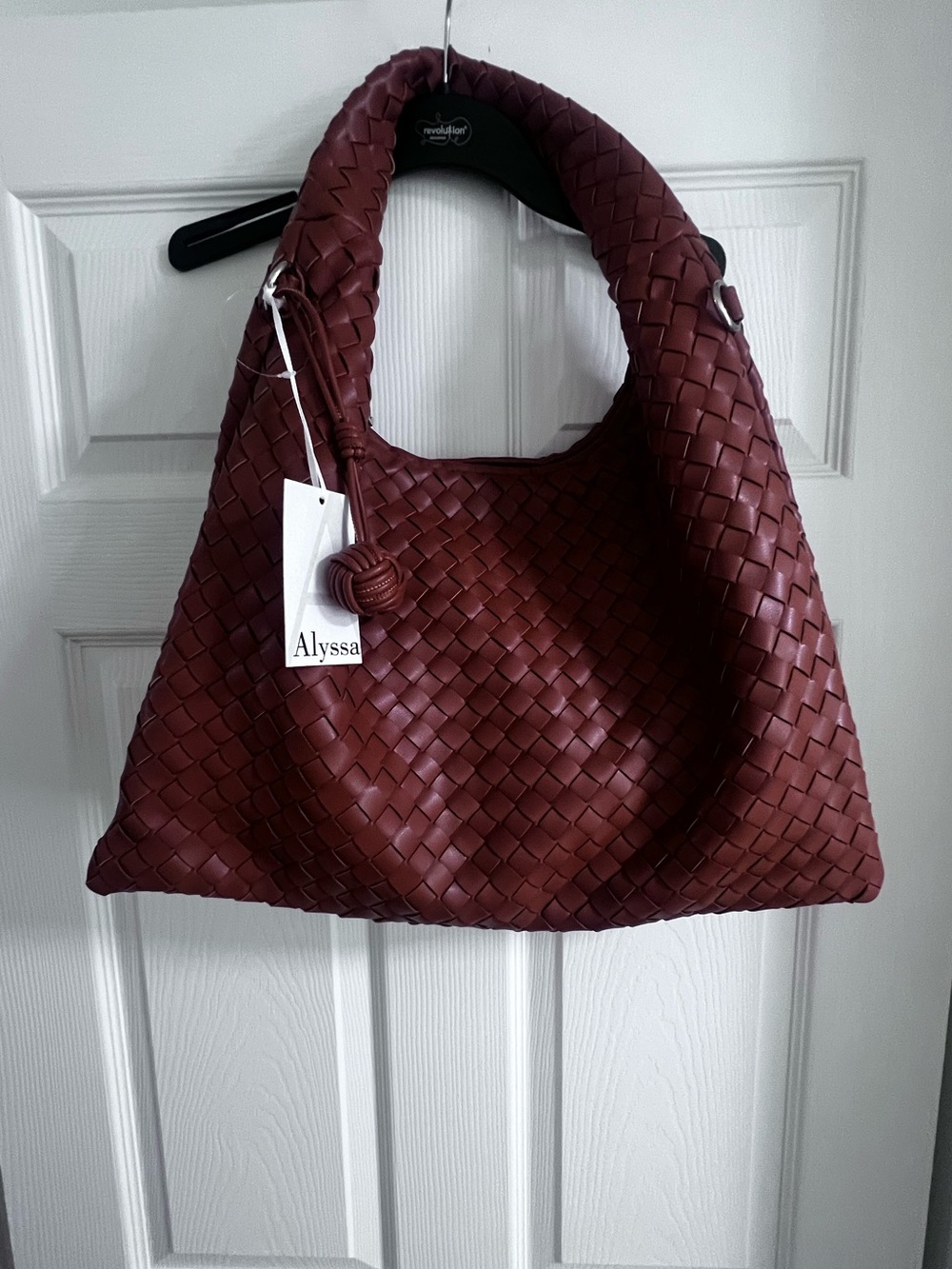 NEW ALYSSA Hobo Bag Women's Brown Woven Leather Slouchy Shoulder Tote